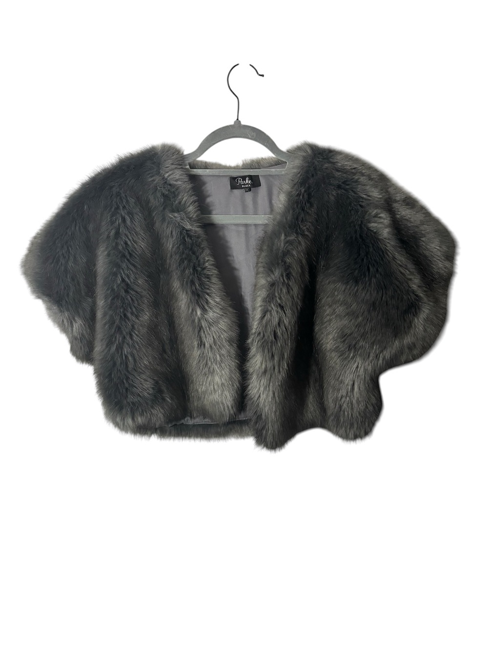 Parker Black Faux Fur Jacket in Charcoal